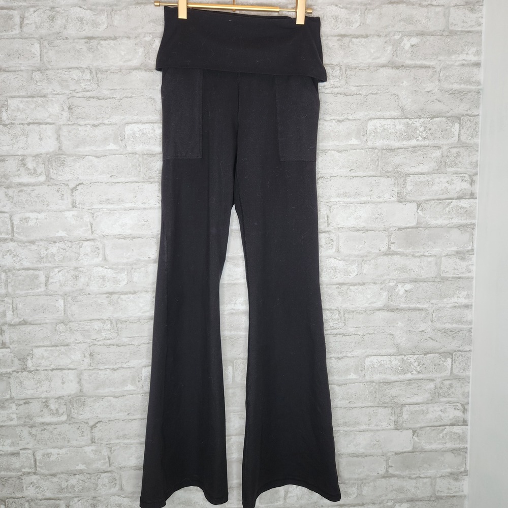 OFFLINE by Aerie Hugger Foldover Yoga Flare Pants Black Athleisure Small